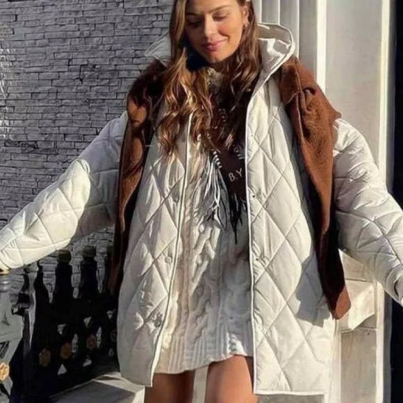 LAST 1!🔥ZARA OVERSIZED QUILTED PUFFER WATER REPELLENT COAT - Picture 8 of 16